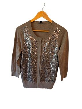 Talbots cardigan sweater gray sequin